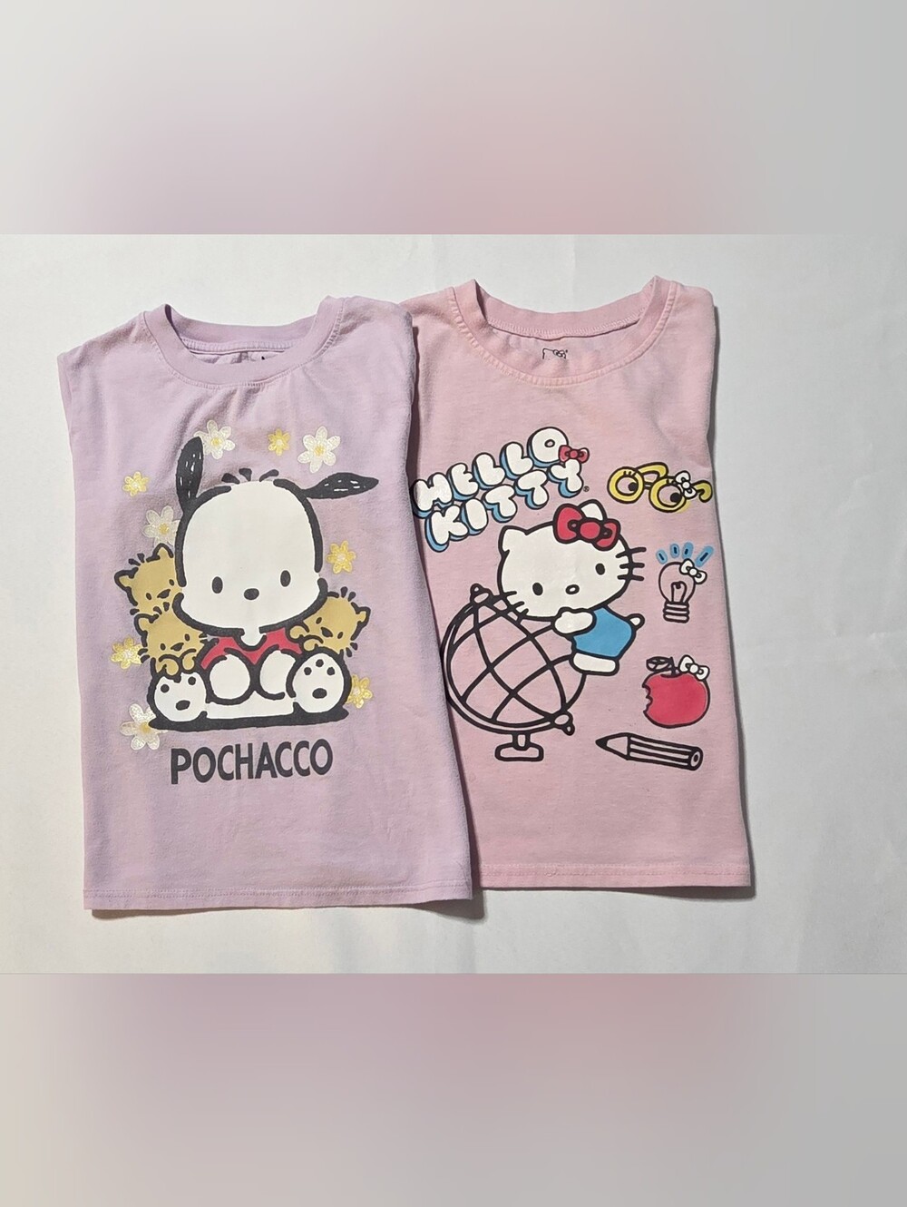 Sanrio Girls Graphic Tees Bundle Lot of 2 Hello Kitty & Pochacco Size 7/8